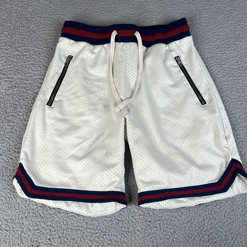 Bascom Projects 1993 Basketball Shorts Men M White Red Blue Mesh Zipper Baggy